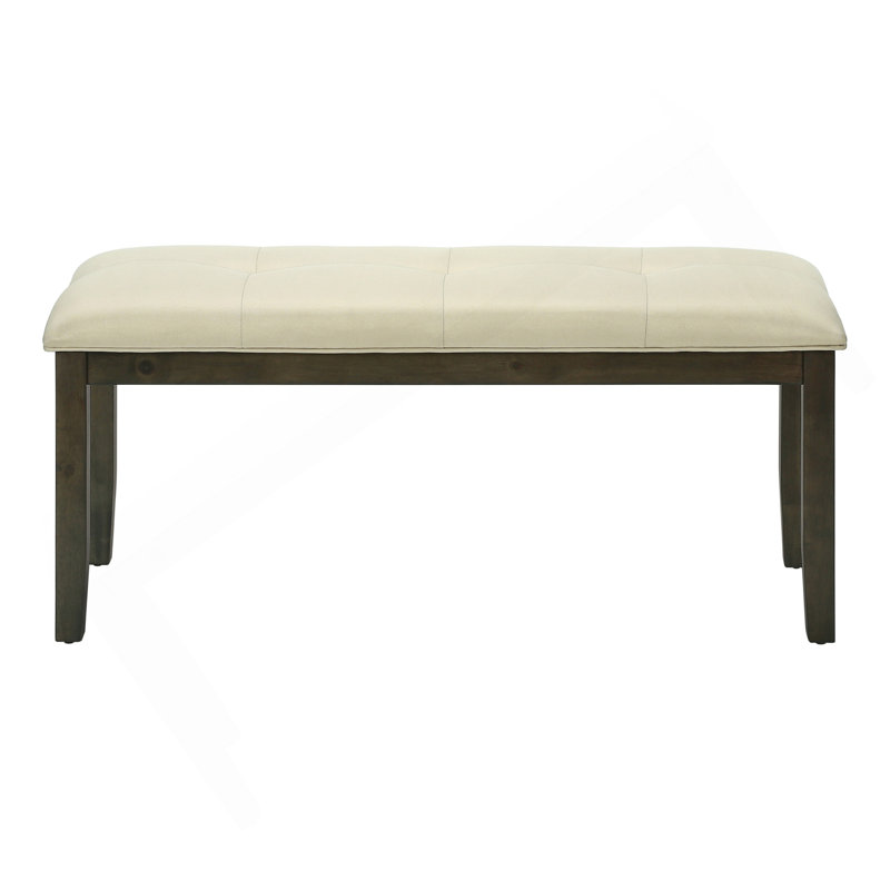 Bench, 44" Rectangular, Dining Room, Entryway, Kitchen, Hallway, Upholstered, Wood, Cream Fabric, Grey Wood, Transitional
