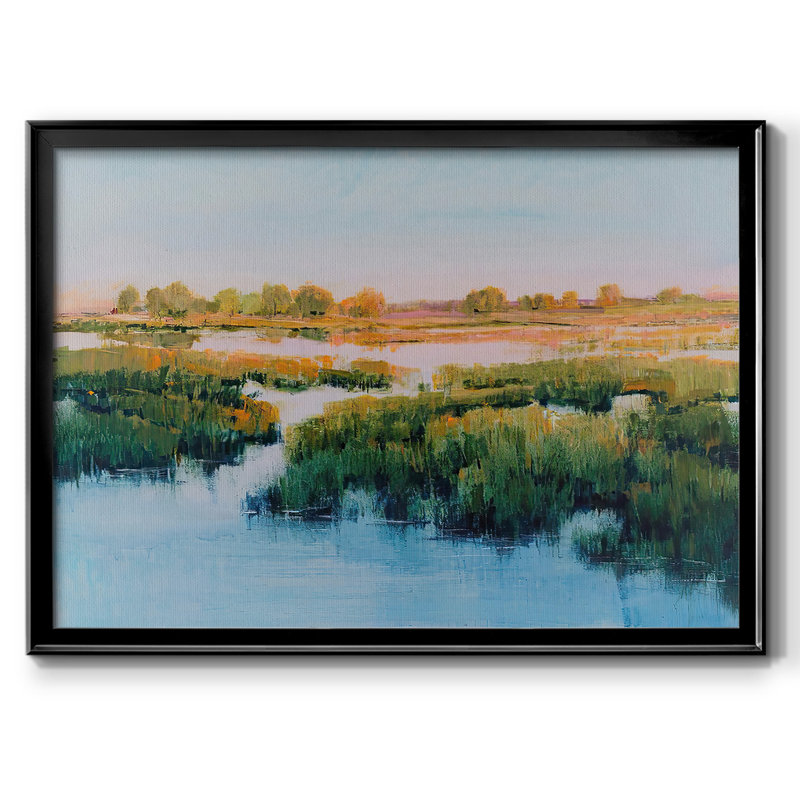 Marshland View II, reproduction d'art sur toile, Toile encadrée noire à coins fermés, H 30 po x l 44 po x P 1,5 po