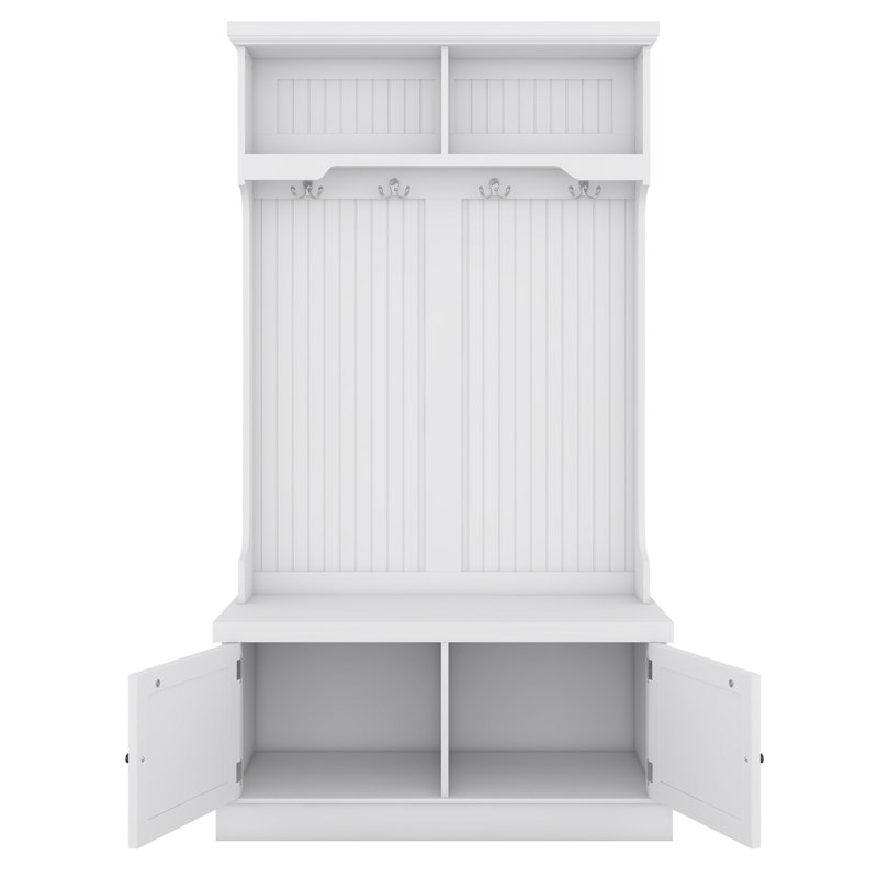 Hall Tree 90.2cm Wide with Bench, White