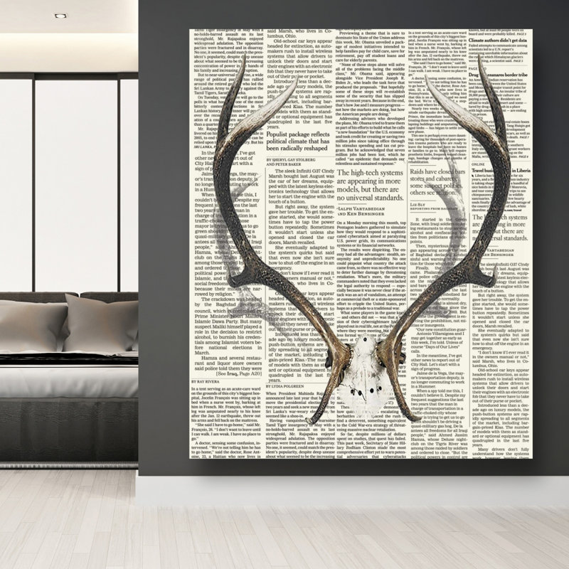 Cornes de cerf avec journal - Toile rustique