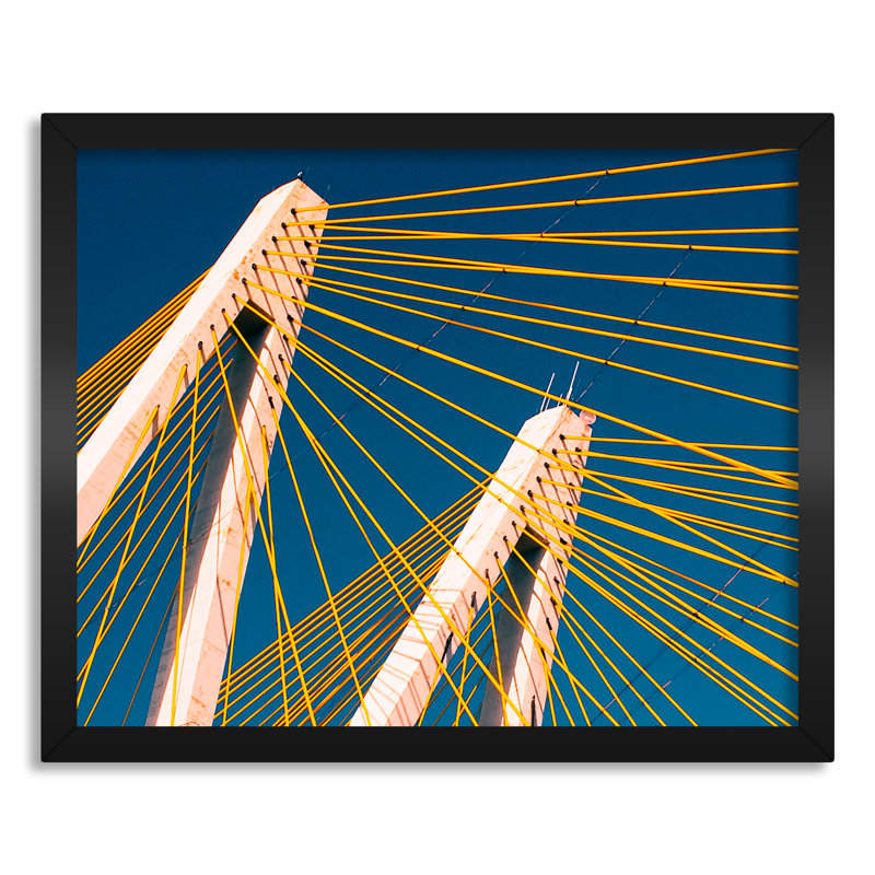 Houston Bridge, Houston Texas - reproduction de photo sur toile, H 16 po x l 20 po x P 0,75 po, Toile encadrée noire