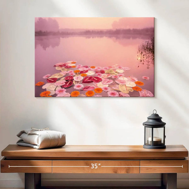 Alvord floral lac rose, H 16 po x l 24 po