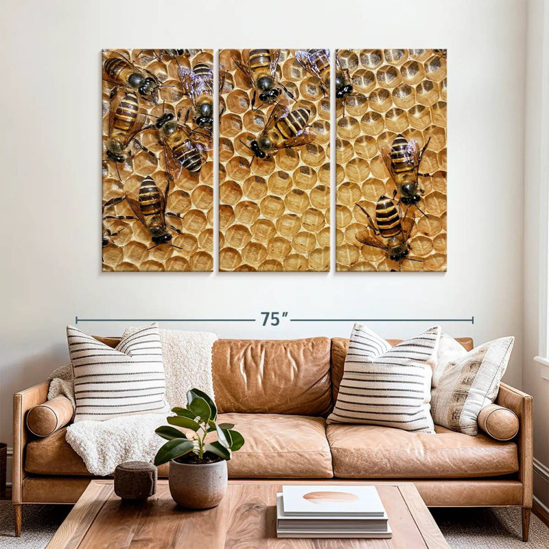 Brampt Honeycomb Bees, 42" H x 65" W