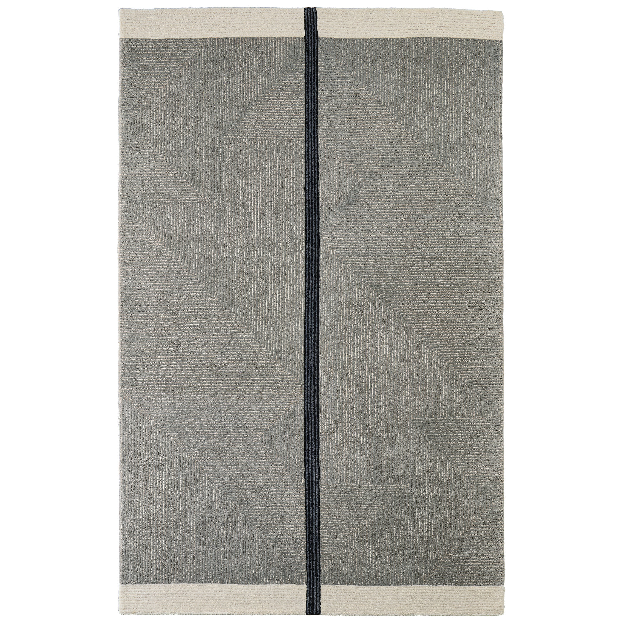 Nio Handmade Gray/Black/Ivory Rug, Rectangle 2' x 3'