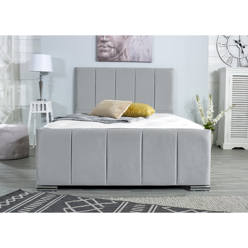 Rossing Upholstered Bed Frame, Kingsize (5'), Silver