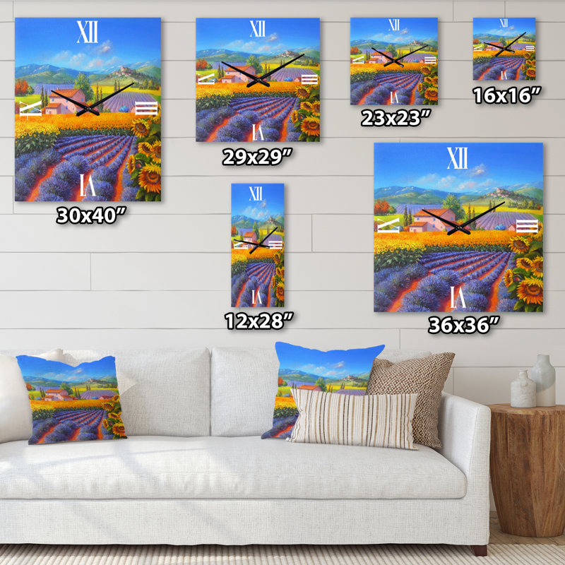 Horloge murale lavande et tournesols, Moyen