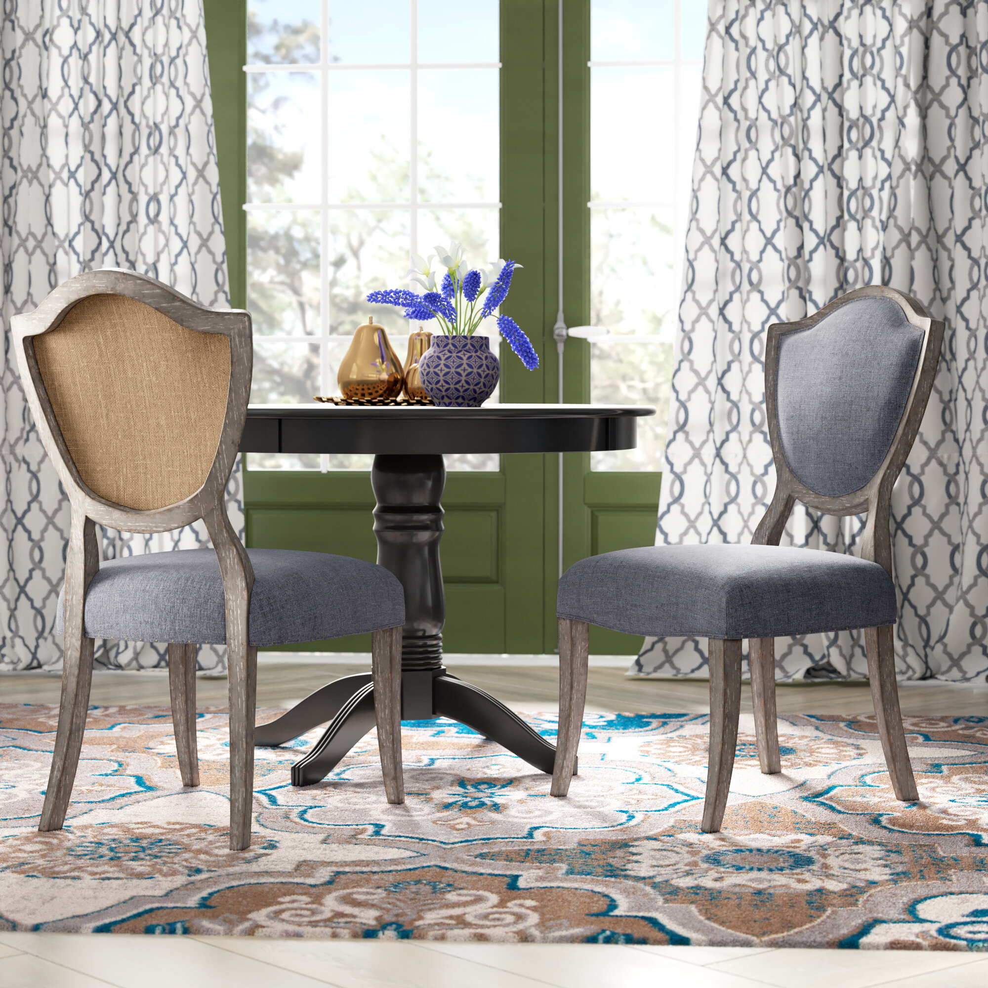 Kathlene Upholstered Oval Back Side Wood Chair (Set of 2) One Allium Way Upholstery Color: Linen