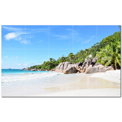 Beach Photo 4.25'' x 4.25'' Satin Ceramic Decorative Mural