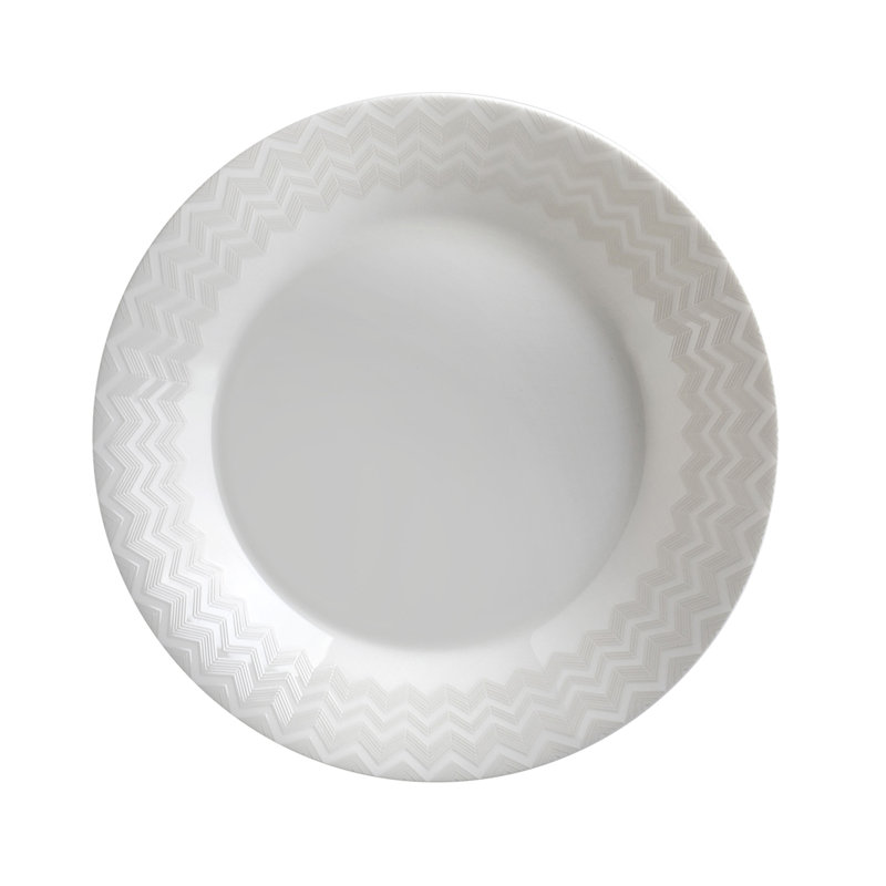 Missoni Soup Plates ZIG ZAG Set of 6  White diam. 8.5 in