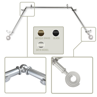 Heile Steel Adjustable Bay Window Single Curtain Rod