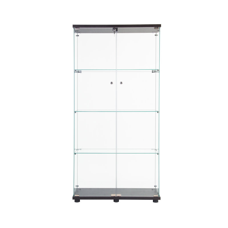 Armoire vitrée à 2 portes avec 4 lumières DEL, Gris