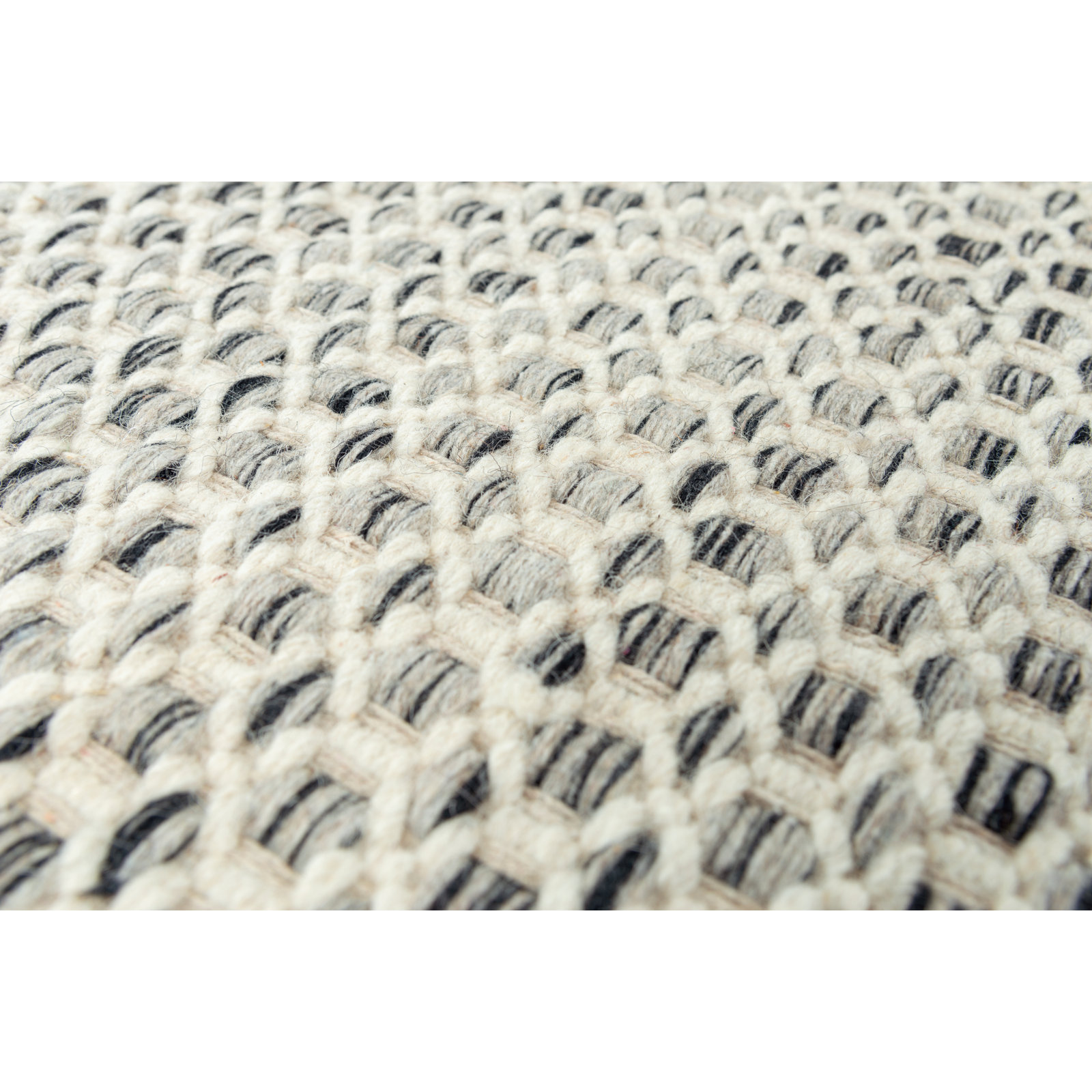 Quincy Beige Hand-Woven Geometric Wool Rug, Rectangle 7'6" x 9'6"