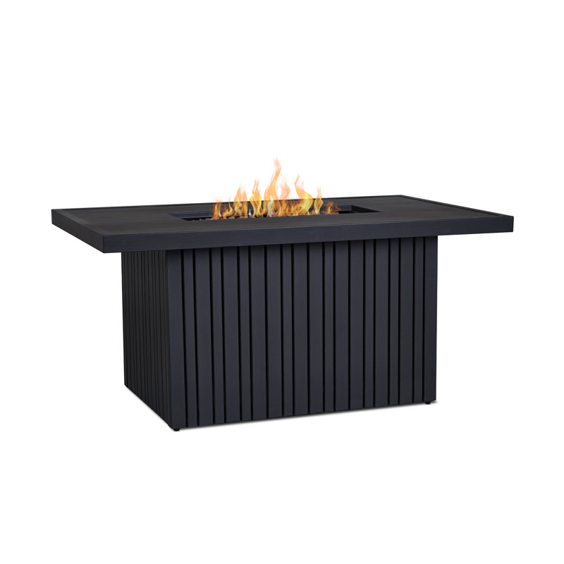 Calvin 52" Rectangle Metal Propane Fire Pit Table With Hidden Tank in Black Coral by Real Flame