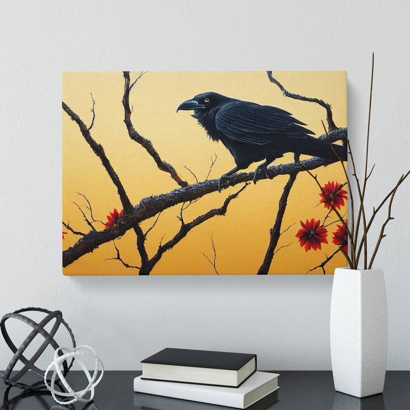 Victorious Crow Bird - Wrapped Canvas, 35cm H x 50cm W x 3cm D