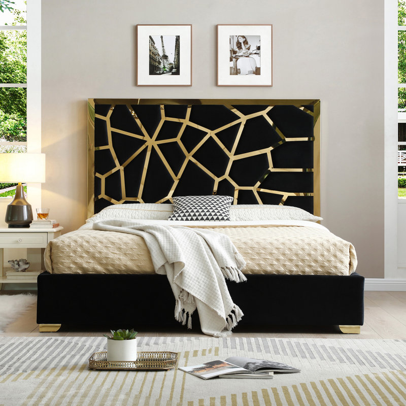 Lit plateforme tapissier Scherer, Grand, Noir