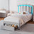 Daphne Upholstered LED Bed Frame With Drawer & Adjustable Headboard, Kids Beds-227418661-228661469