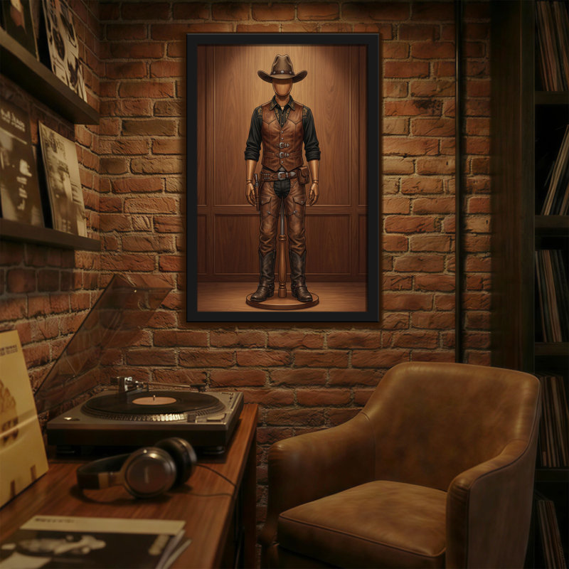 Tenue de cowboy tendance sur fond en bois, H 24 po x l 16 po