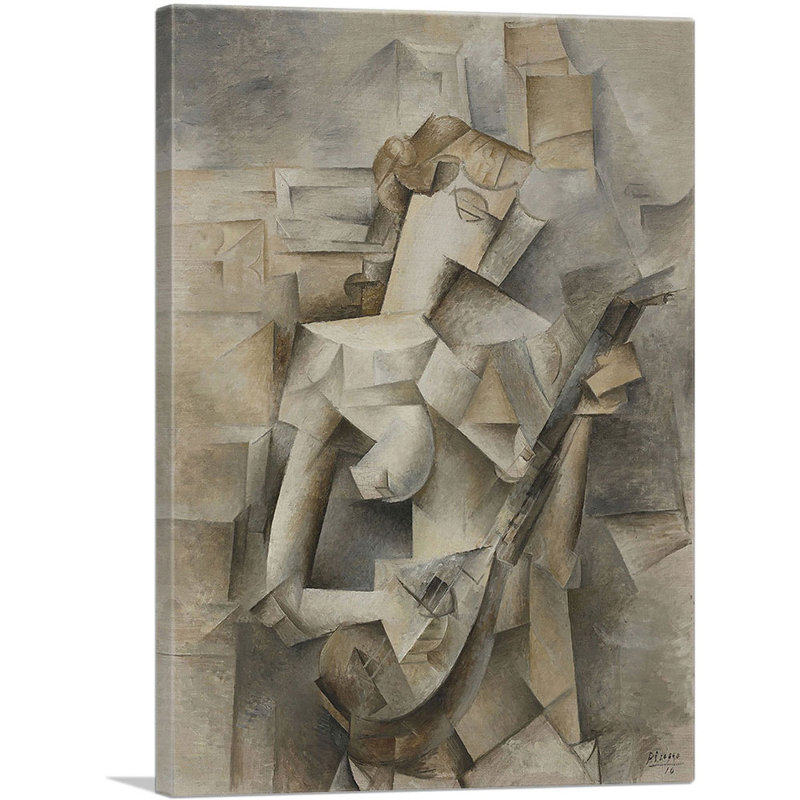 «Girl with a Mandolin 1910» par Pablo Picasso, reproduction d'art sur toile tendue, H 26 po x l 18 po x P 0,75 po
