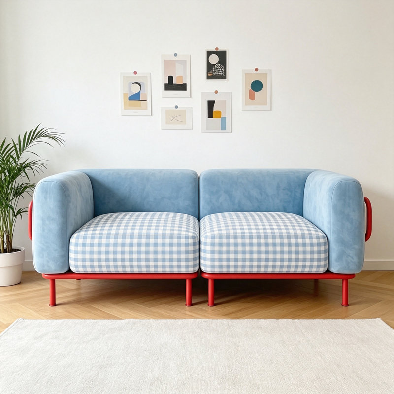 Canapé double simple et créatif bleu, Rouge
