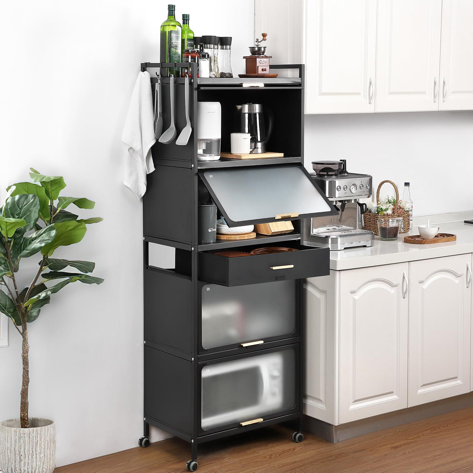 Latitude Run® Freestanding Kitchen Pantry Storage Cabinet | Wayfair