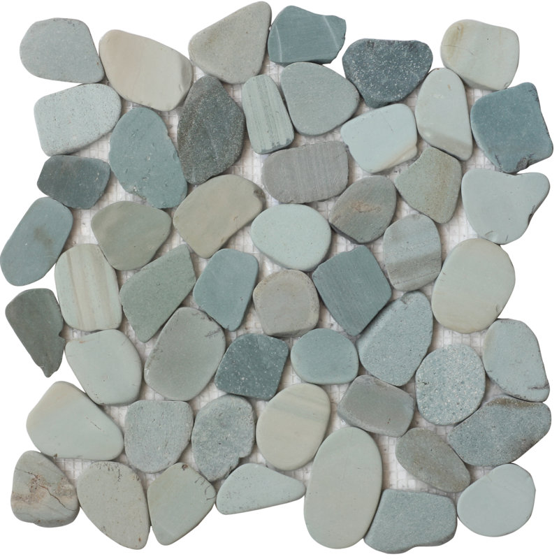 TaiPei Green Flat Sea Pebbles Mosaic For Floor and Wall Tile 12"x12"