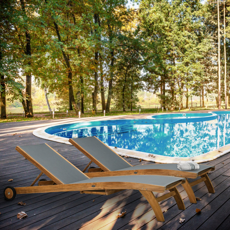 Parmele Outdoor Teak Chaise Lounge