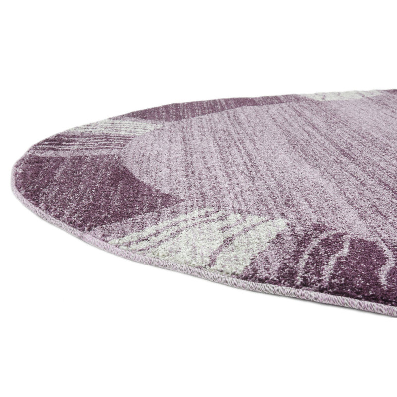 Tapis mauve à motif géométrique Sahr, Rond 4 pi 1 po
