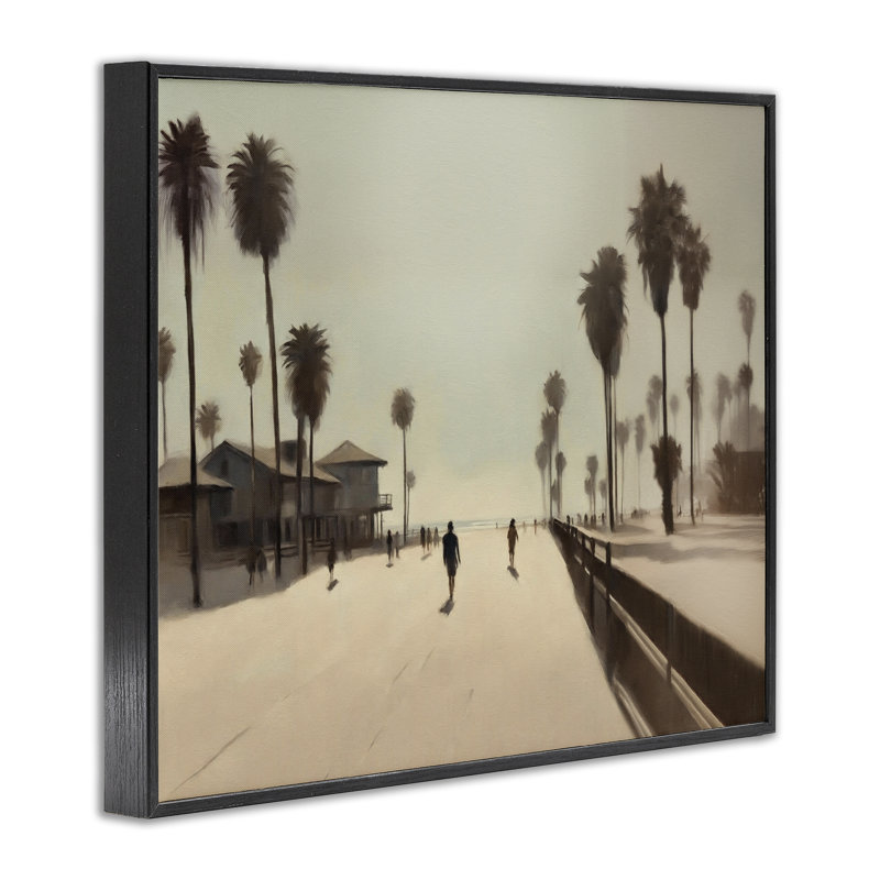  Dessin de giclée sur la plage à midi par Noah Bay, Giclée encadrée noir minuit, H 11 po x l 14 po