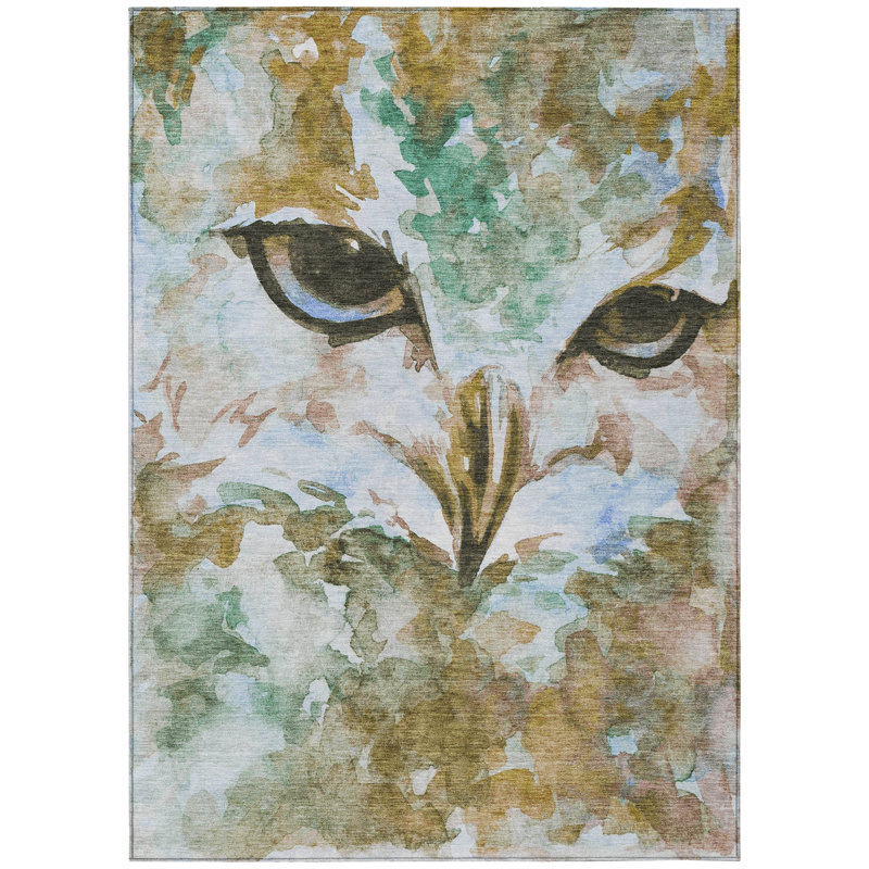 Machine Washable Indoor/Outdoor Houtz ACN2274 Animal Rug, Rectangle 2'6" x 3'10"