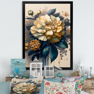 " Deep Yellow And Blue Zinnia Flowers II "