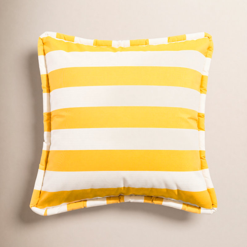 Crew Mimosa Devi Outdoor Pillow Cover and Insert, Yellow Striped, 18" H x 18" W