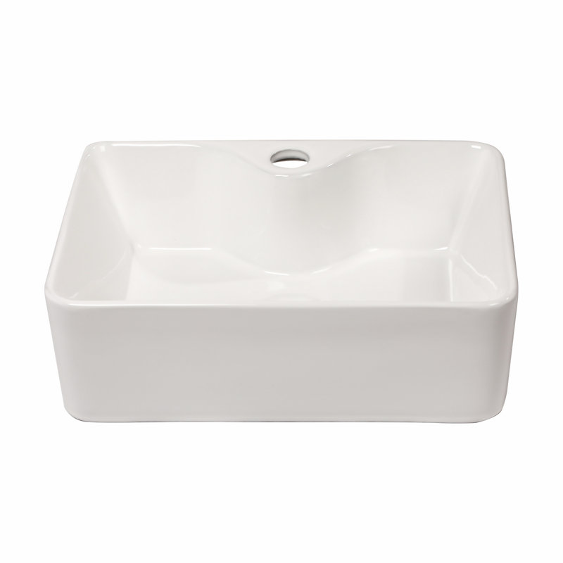 Lavabo de salle de bain vasque rectangulaire contemporain en céramique