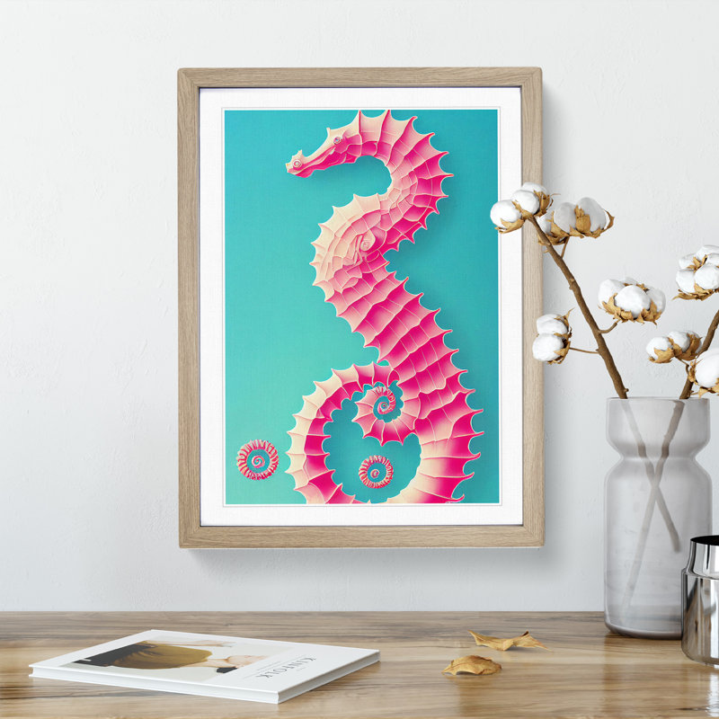 Mesmerising Seahorse - Framed Print, 34cm H x 25cm W, Beige