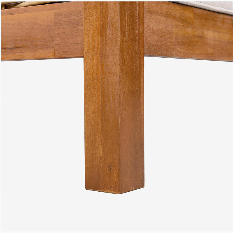 Fauteuil club d'extérieur en bois d'acacia avec accoudoirs en osier et coussins beiges, capacité de 400 lb