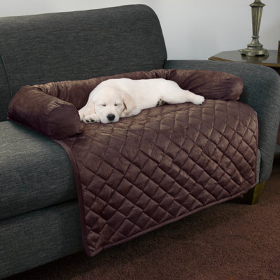 PETMAKER Couch Cover for Dogs - Pet Furniture Protector with Memory Foam Neck Bolster, Quilted Fabric, and Water-Resistant Base Layer