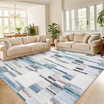 Geometric Area Rug Washable Non Slip Bedroom Rug Modern Rugs for Living Room Non Shedding Stain Resistant Carpet for Dining Room Office Classroom