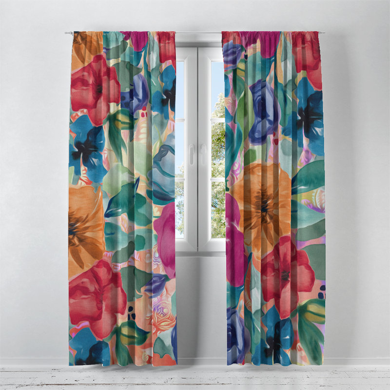 Panneaux de rideaux semi-transparents à motif floral, l 40 po x L 61 po