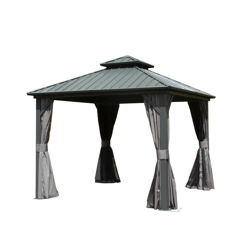 Metal Vault Gazebo, Gray, 114" H x 117.6" W x 117.6" D