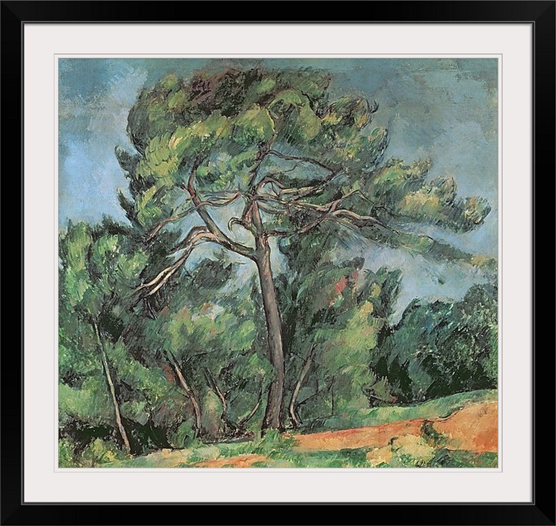 «The Large Pine, c.1889» par Paul Cezanne - impression, H 28 x l 28 po x P 1 po, Cadre noir