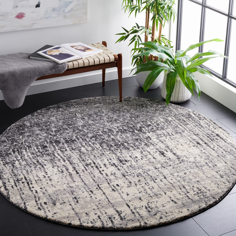Hatsuye Retro Performance Abstract Rug, Round 4'