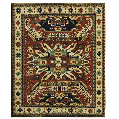Chelaberd Wool Southwestern Area Rug in Beige/Red
