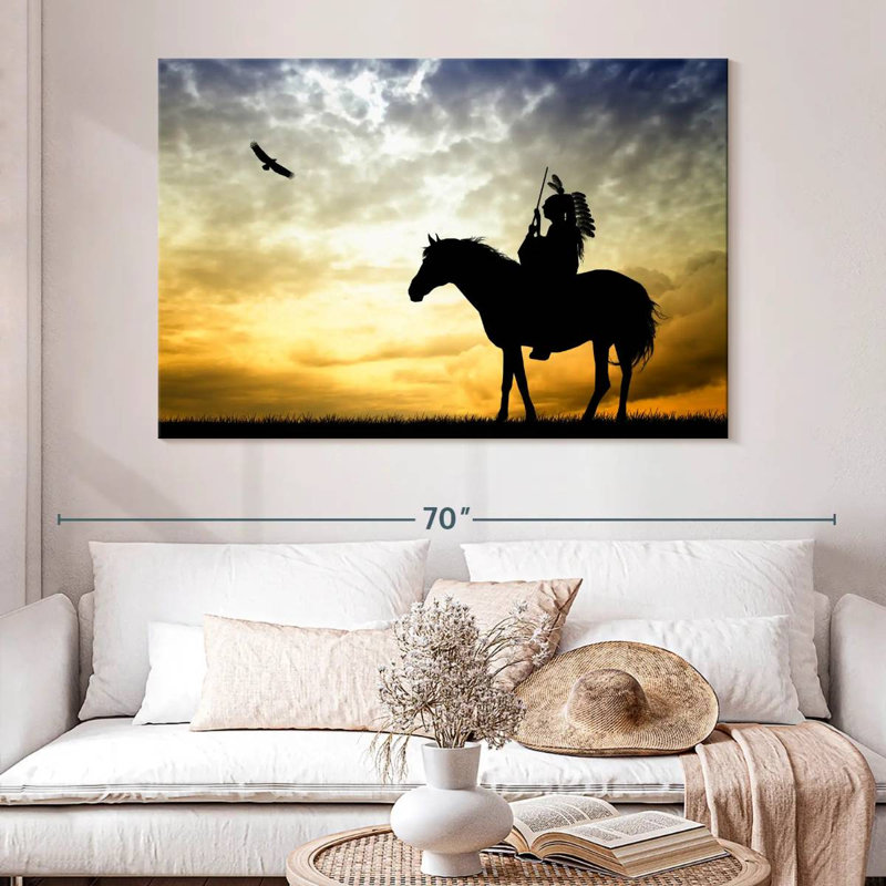 Lelar Indian On Horse, 34" H x 51" W