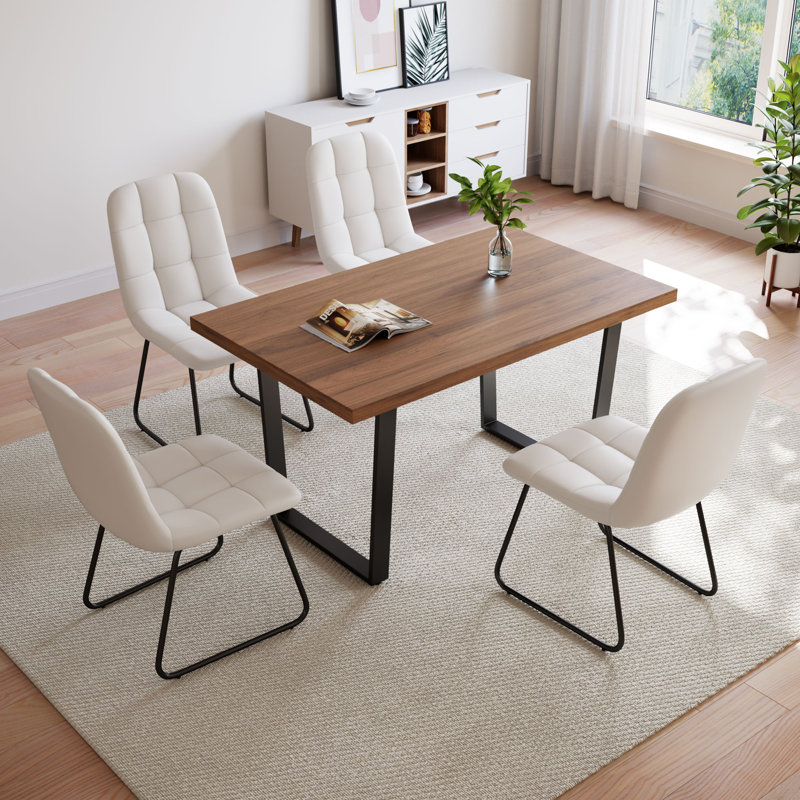 Ensemble de table de salle à manger 5 pièces avec 4 chaises pour la salle à manger, Blanc