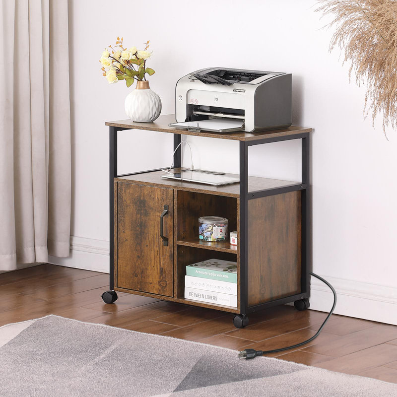 File Cabinet,Office Filing Cabinets with Socket and USB Charging Port,Printer Stand