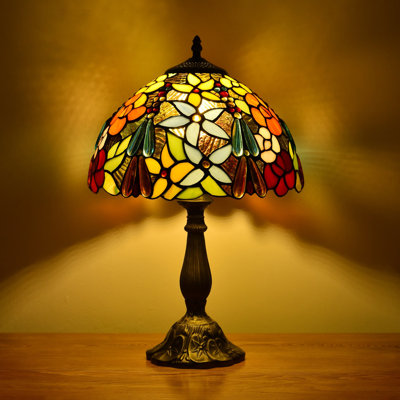 Table de chevet Aleeccia Lampe de chevet de style baroque en verre teinté Lampe de lecture Salon Chambre à coucher avec mémoire à mémoire de forme
