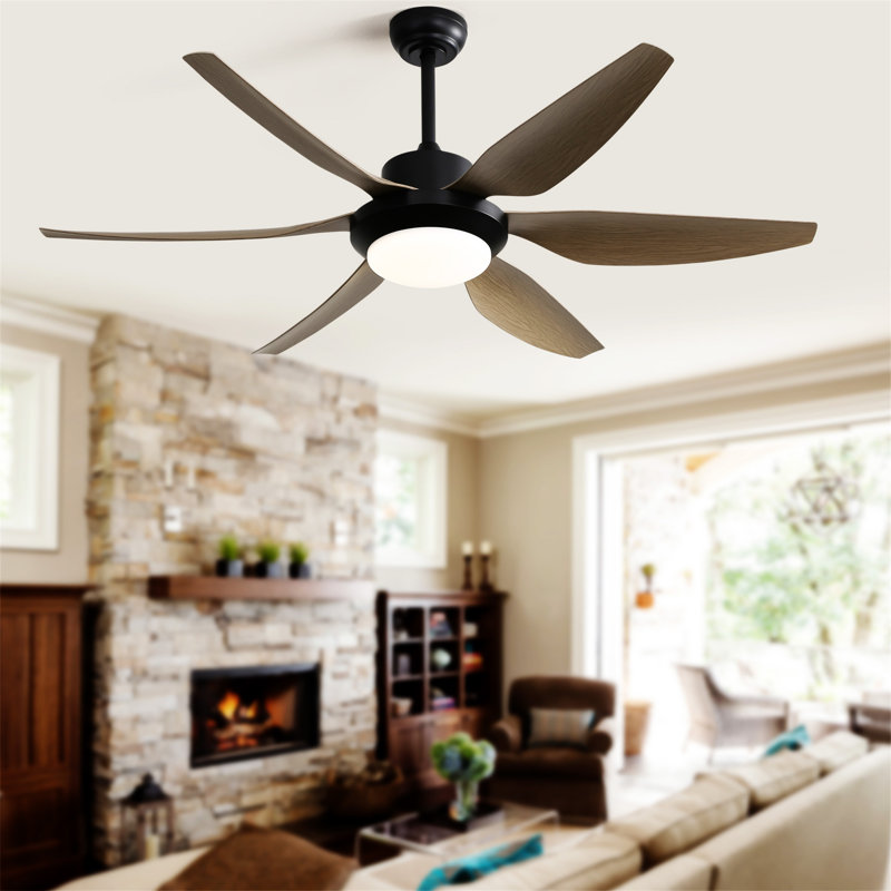 54 Inch Indoor Ceiling Fan With Dimmable Led Light ABS Blades Remote Control Reversible DC Motor For Living Room