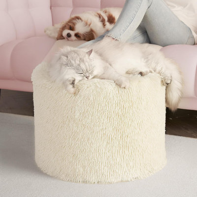 17 x 14, repose-pieds rond en fausse fourrure pour chaise