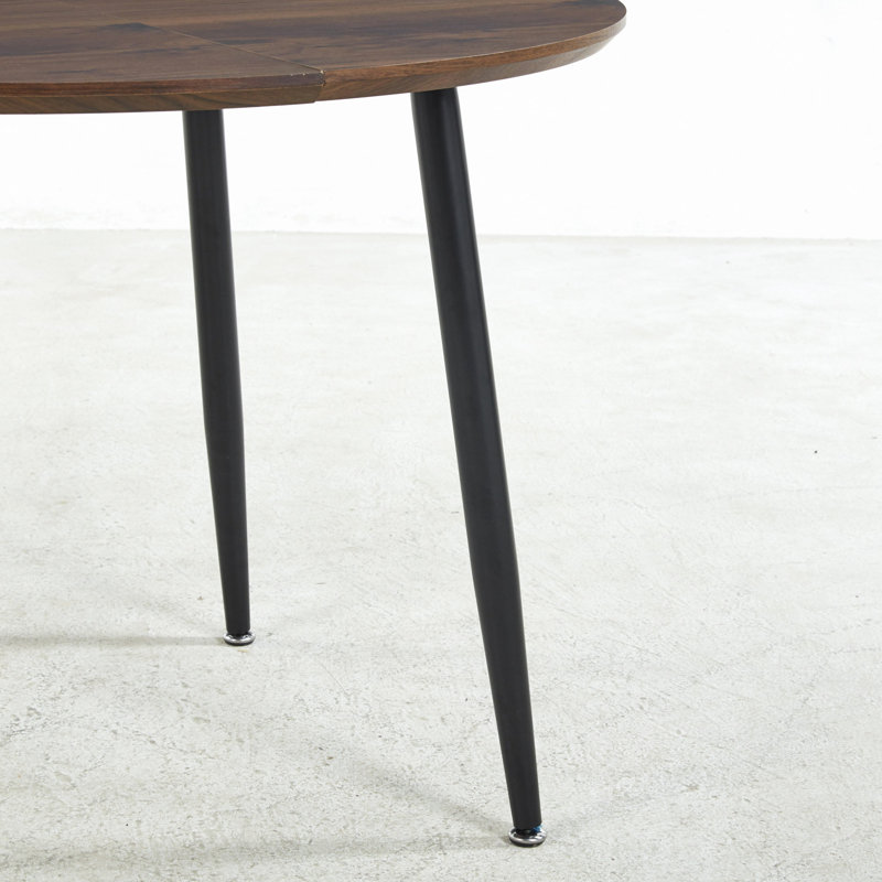 Table basse, table de salle à manger avec quatre pieds en métal, Noir, Noyer