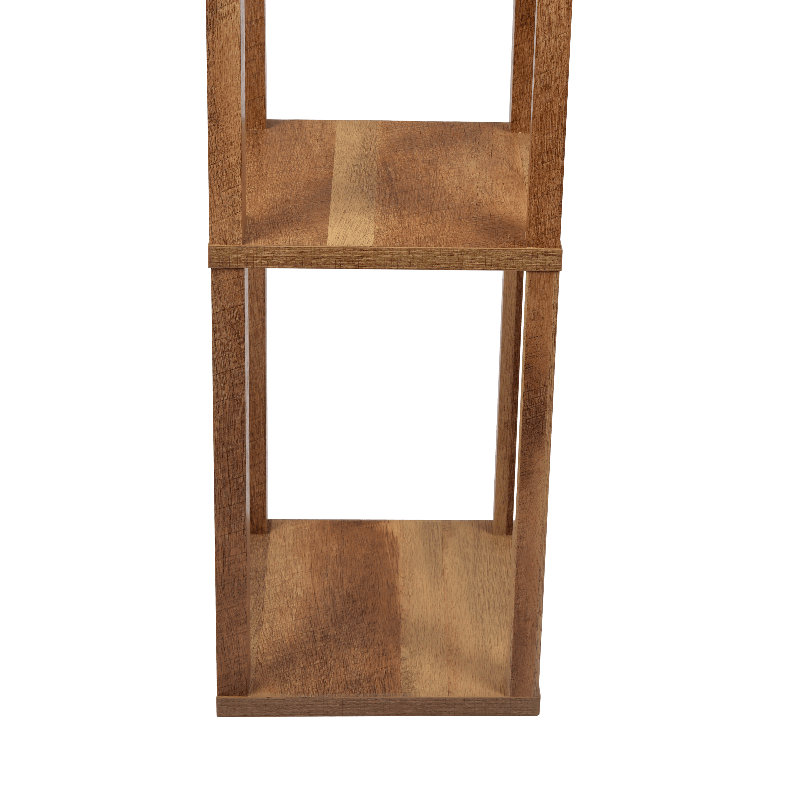 Pinnacle Shelf Floor Lamp For Bedroom/Living Room, Natural Wood with Long Shade