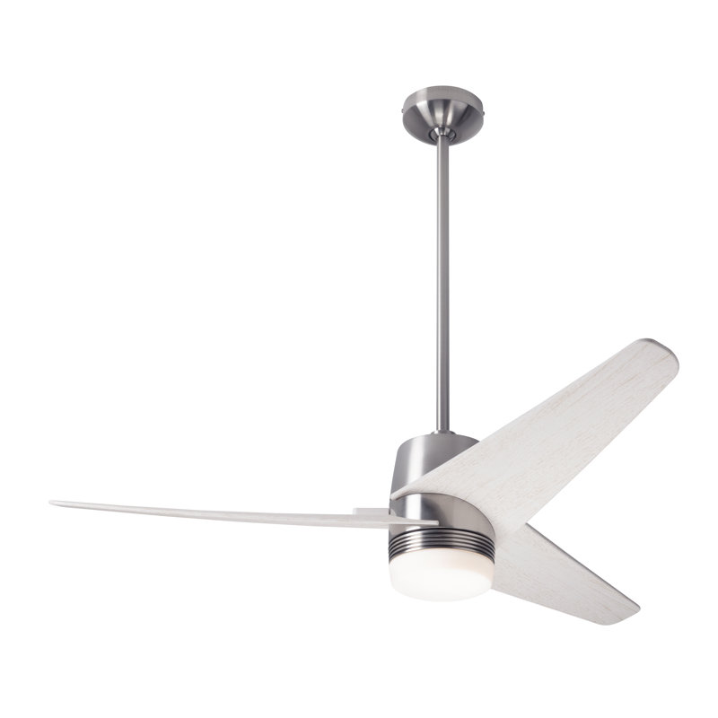Velo 48'' Ceiling Fan with LED Lights, Wall Control, Whitewash, Bright Nickel